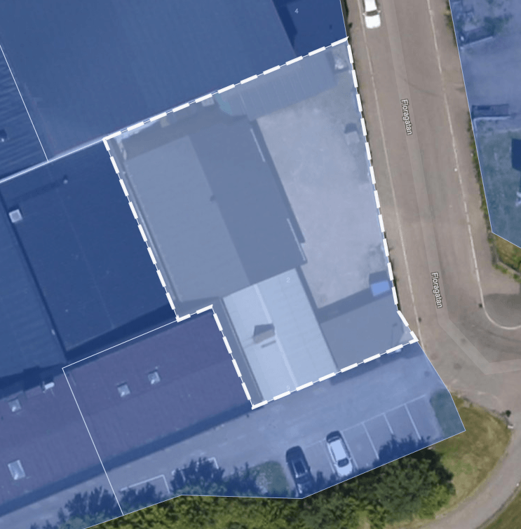 Översikt av tomten vid Floragatan 2