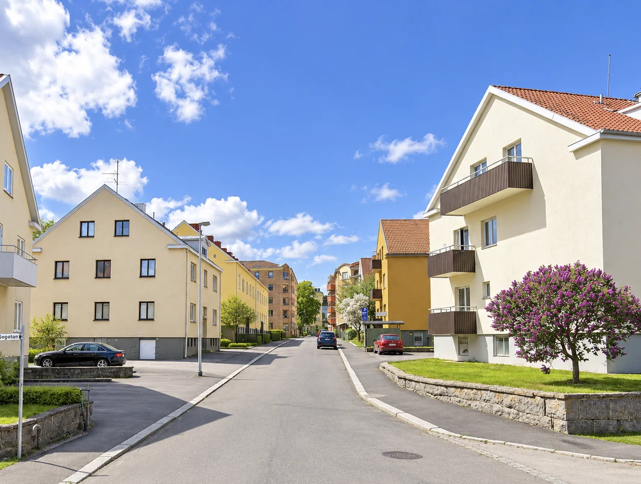Bostadshus och gatumiljö vid Mörnersgatan 4 i Linköping